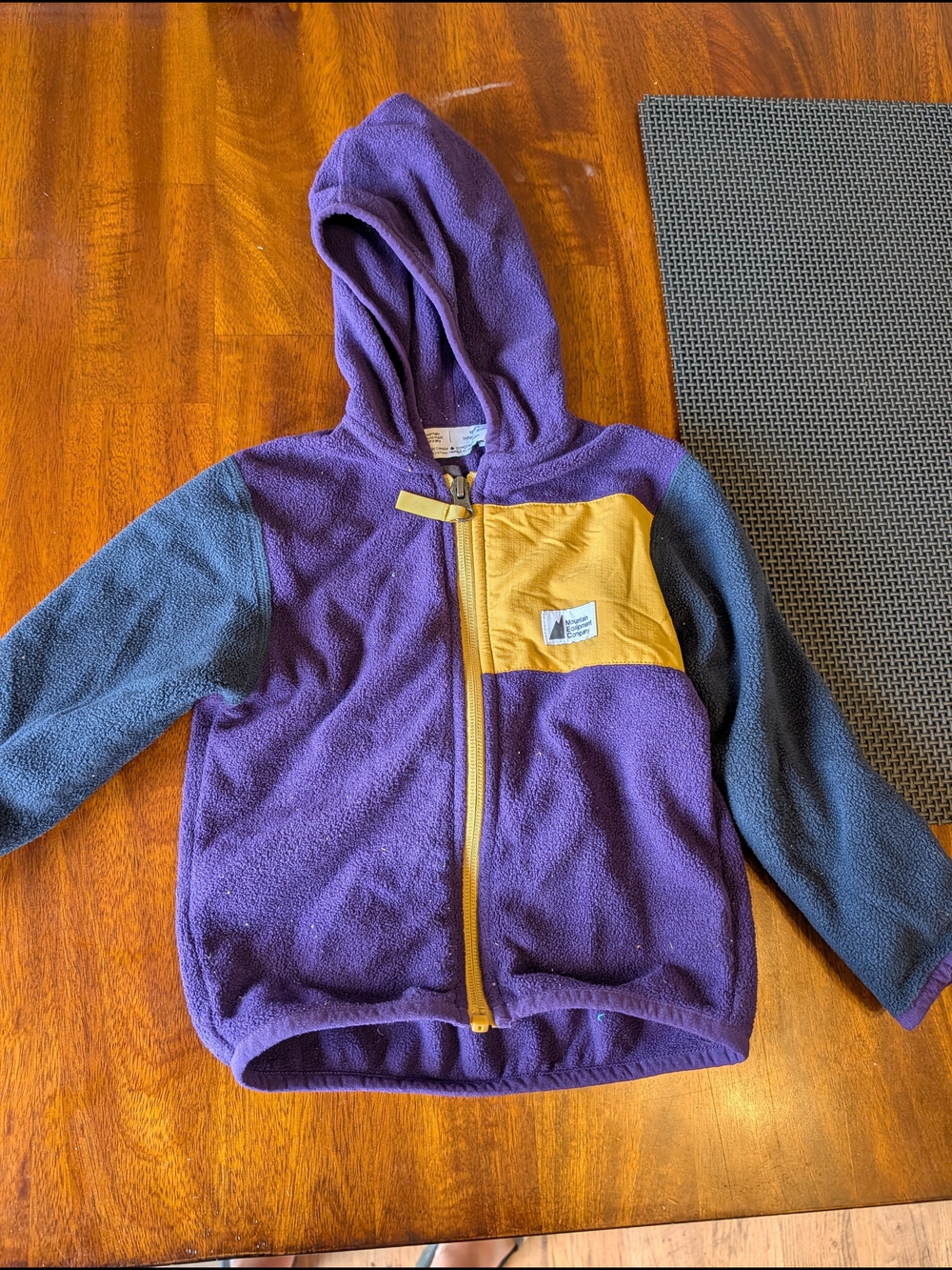 MEC Purple Hooded Fleece Jacket with Mustard Chest Pocket